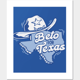 Beto for Texas // Retro Texas Cowboy Hat & State Outline Posters and Art